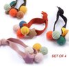 Womens Girls 4 Pack Colorful Small Pom Pom Balls and Star Elastic Hair Ties Rings Ponytail Holder Hair Accessories