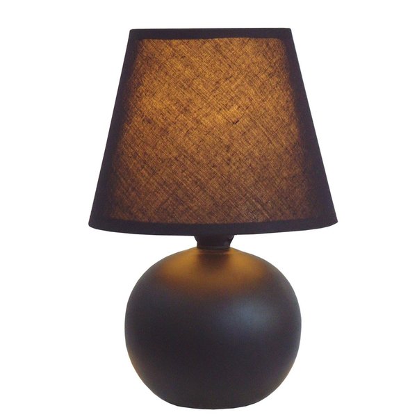 Simple Designs LT2008-BLK Mini Ceramic Globe Table Lamp with Matching Fabric Shade, Black