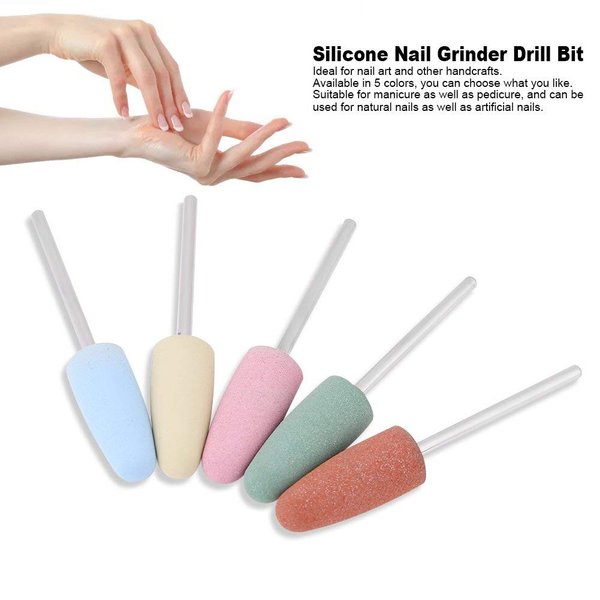 Nail Drill Bit Set, Stainless Steel Nail Drill Bits Nail Grinders Drill Bits Manicure Machine Tools Smoothing Drill for Manicure Nail Grinding and Trimming Nail Gel Drill Bit ( 5Pcs)