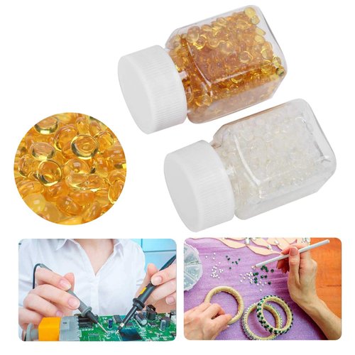 Keratin Clear Granule Beads Hair Extension, Glue Bead for Keratin Granule Hot Fusions Extension Glue Bead Accessory,Glue Tips for Nail Art 50G X 2 Bottles