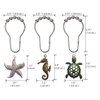 Molika Shower Curtain Hooks Rings - Rustproof Metal Curtain Hangers，Starfish Seahorse Turtle Decorative Bath Room Animal Accessories Set - Creative Ocean Cartoon Theme Bathroom Decor, 12PCS