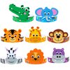 Winlyn 24 Sets Jungle Animal Headbands Craft Kits Safari Animal Crown Art Sets DIY Zoo Animal Party Headbands Animal Foam Stickers for Kids Jungle Safari Birthday Activities Party Favors Decorations