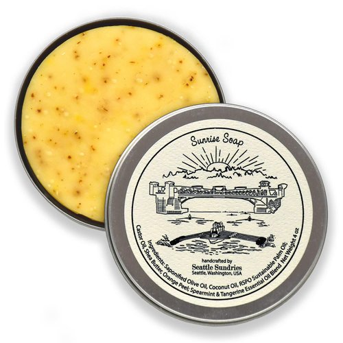 Seattle Sundries Refreshing Citrus Mint Soap for Men & Women - 1 (4oz) Moisturizing Shea Butter Bar Soap in a Low Waste Gift Tin - Rowing Gift Idea from