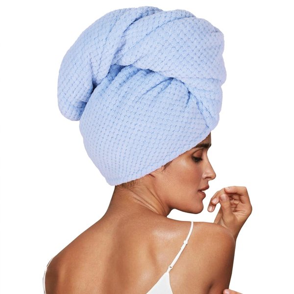 MaopaoBeauty Microfiber Hair Towels Wrap Quick Dry Hair Turban Double Thickened Hair Drying Shower Turban Fast Drying Hair Wraps for Women Curly Long Thick Hair(Blue)