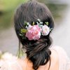 Fangsen Wedding Boho White Sequin Rose Flower Hair Clips Floral Hair Accessories for Brides and Bridesmaids Black (Pink)