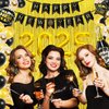 HeyMate Happy New Years Decorations 2025, New Years Eve Party Supplies 2025 , Black Gold New Years Eve Party Decorations Supplies