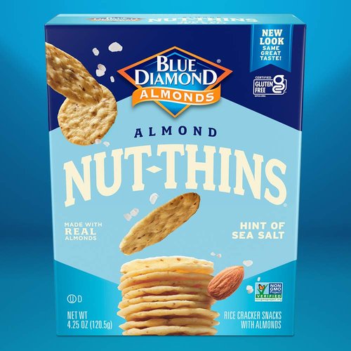 Blue Diamond Almonds Nut Thins Gluten Free Cracker Crisps, Hint of Sea Salt, 4.25 Oz Boxes (Pack of 1)