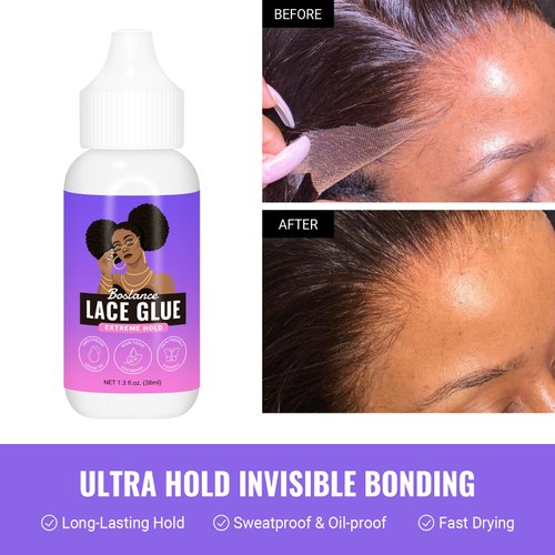 Boslance Lace Glue for Wigs, Wig Glue for Front Lace Wig Waterproof Super Hold Hair Glue for Weave, Invisible Hair Bonding Glue Extreme Hold for Hair Systems Wig Install Wig Holding Accessories