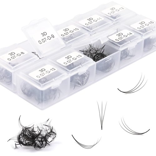 1000 Pcs Loose Fans Eyelash Extensions Handmade Pomade Lash Fans 3D 0.07mm D Curl Loose Fans Lash Extensions 8-15mm Mixed Length Loose Lash Fans Eyelash Fans Lash Extensions(3D 0.07 D 8-15 mix)