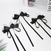 Araluky 3 Pacs Double Bow Hair Clips With Long Ribbon for Girls Women Kids Black Hair Bows Solid Satin Ribbon Bows for Hair Accessories for Teens Hair Clips Barrettes Tassel Bow Hair Clips