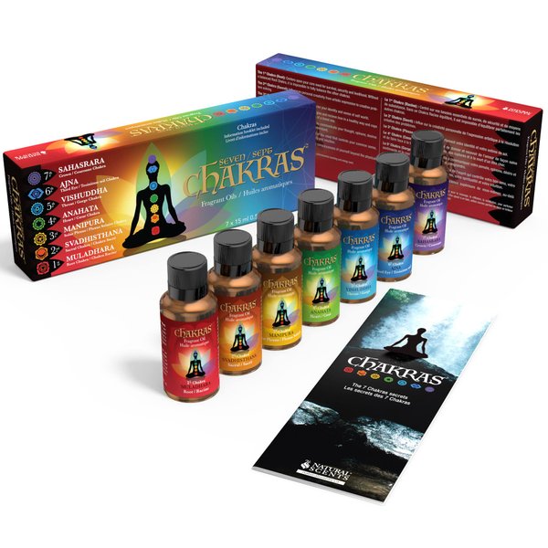 Chakras Relaxation Essential Oils Set of 7 - Concentrated Natural Oils for Diffuser, Massage, Reflection, Meditation, Environmental Scenting and Energy Work