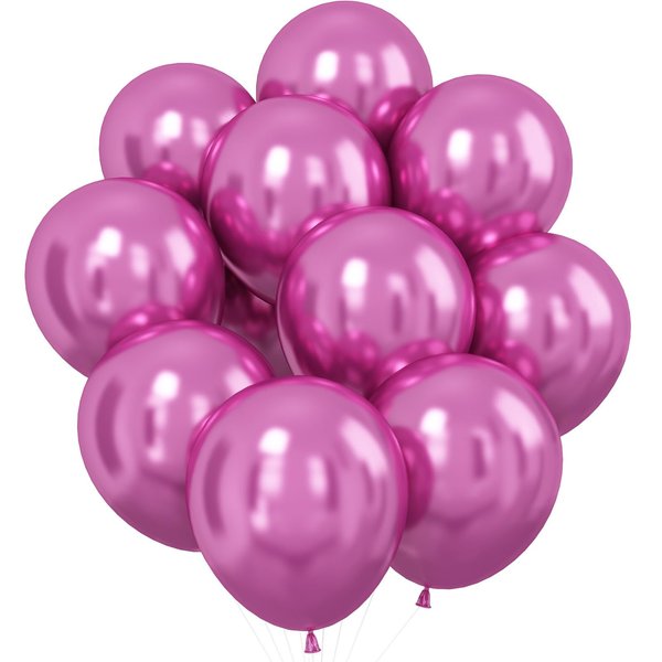 Dagelar Metallic Magenta Balloons 30Pcs 12Inch Chrome Hot Pink Metallic Balloons Chrome Pink Magenta Helium Balloon for Girls Birthday Baby Shower Wedding Party Decor