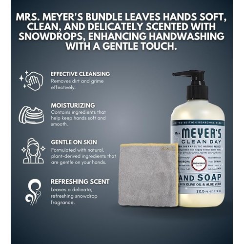 GROVE Snowdrop Hand Soap Bundle - Hand Soap - Hand Soap Liquid - Hand Soap with Aloe Vera - Myers Hand Soap - 12.5 oz