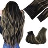 GOO GOO Clip in Hair Extensions Real Human Hair, 16inch 150g 9Pcs, 1B/16/1B Balayage Natural Black to Light Blonde, Remy Human Hair Extensions Clip ins for Women, Natural Human Hair