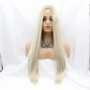 xiweiya Wigs Long Silk Straight Ombre Blonde Wig Synthetic Machine Made Wig Silky Full Heat Resistant Fiber Hair Middle Part Wig Two Tone Wig Free Wig Cap for Women 24 Inches