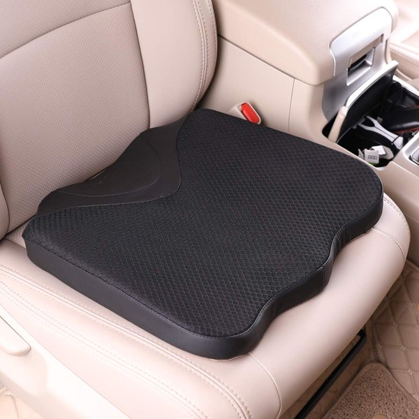KINGLETING Car Seat Cushion, Heightening Wedge Seat Cushion for Sciatica Tailbone Pain Relief, Auto Seat Cushion for Short People, Universal Fit for Car, Truck, Office Chair and Wheelchair(Black)