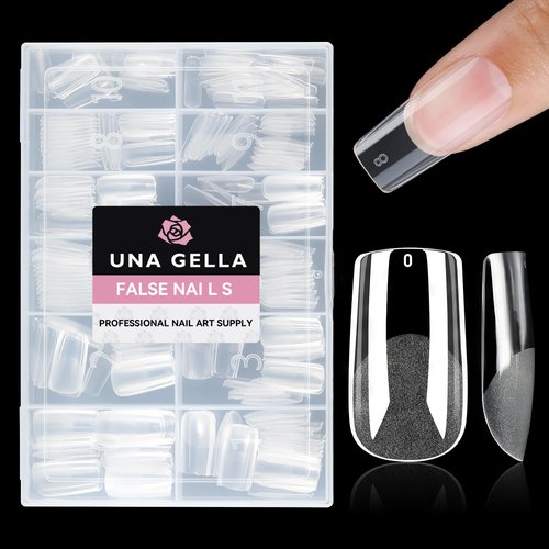 UNA GELLA Medium Square Gel Nail Tips Half Matte 312pcs Medium Square Gel x Nails Full Cover False Acrylic Nails Tips for Press On Nails DIY Art Salon Nail Extensions, 12 Sizes