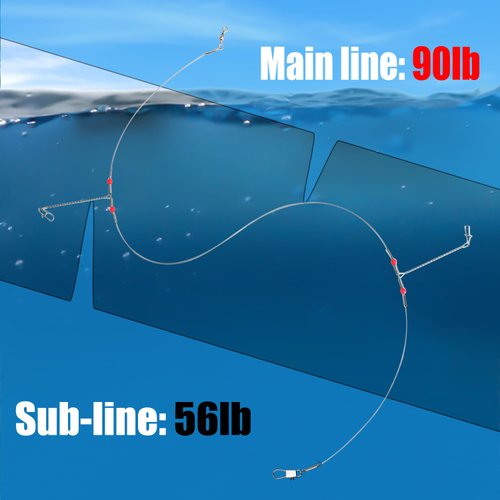 AIRKOUL 50PCS Wire Trace Leader Rig Stainless Steel 2 Arm Fishing Rigs Tackle Lure Swivel Snaps Beads High-Strength Fishing Wire