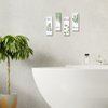 Bathroom Wall Decor 4 Pieces Relax Soak Unwind Breathe with Boho Leaf Art Print Minimalist Bathroom Sign Botanical Wooden Hanging Wall Art Decor for Farmhouse Home Bathroom (Green, 11 x 3.5 Inch)