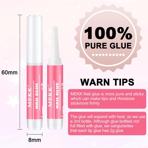 Nail Glue, Super Strong Nail Glue for Acrylic Nails Long Lasting Professional Nail Tip Glue for Press on Nails Bond for Acrylic Nails Adhesive Nail Glue for False Nail Tips 0.07OZ/PCS(12PCS）