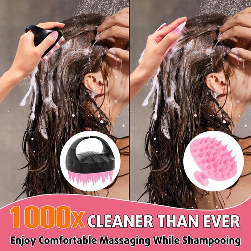Cbiumpro 2-Pack Scalp Massager Shampoo Brush, Ultra Soft Silicone Scalp Scrubber, Scalp Brush for Dandruff Removal, Scalp Massager Hair Growth, Scalp Exfoliator 100% Fit for All Hair Types
