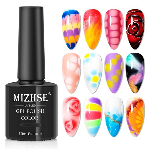 MIZHSE Nail Blooming Gel Nail Polish UV LED Clear Blossom Gel Polish Soak Off Gel for Nail Art Manicure 10ml 0.33 Floz