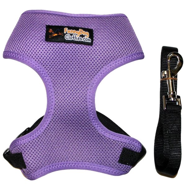 Dog Harness with Leash Vest Pet Puppy Soft Mesh (Purple, XL: Chest 18" - 26" Neck up to 14")