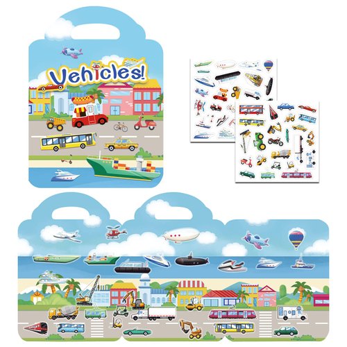 Travel Stickers for Kids, Toddler Reusable Sticker Book Toys Age 2-4, Stickers for Toddlers 2-4 Years Stickers for Toddlers Girls Boys, Birthday Gifts for Age 2 and Up, Vehicle Theme
