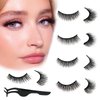 5 Pairs Pack Self Adhesive Eyelashes False Lashes Natural Look Lash Extensions Reuseable Waterproof Wispy Fluffy Lashes Self Adhesive Lashes with Tweezer, Short Eyelashes