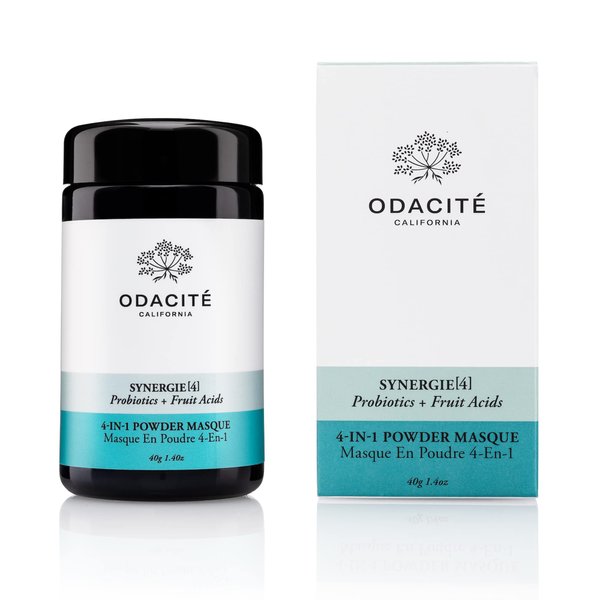 Odacité Acne Cream for Face - 4-in-1 Powder Masque Synergie 4 - Detoxifying Face Mask, Facial Mask with Clay & Charcoal, Clay Mask Detox and Brighten, Face Mask for Pores and Blackheads, 1.41 oz