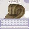 Full Shine Weft Hair Extensions Remy Hair Extensions Highlight Brown Hair Weft Sew In Real Hair Weft Hair Extensions Color Brown Highlight Honey Blonde Human Hair Bundles For Women 16 Inch 105G