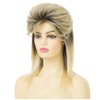 Tseses Blonde Mullet Wigs for Women 80s Shoulder Length Disco Fluffy Synthetic Hair Wig with Dark Roots for Cosplay 70s 90s Costume Wig
