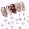 SILPECWEE 48pcs 3D Silver Nail Charms, 12 Zodiac Nail Charms, 10 Number Nail Charms, 26 Letter Nail Charms, Nail Studs Jewels Rhinestones Nail Art Decoration for Acrylic Nails