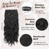 BARSDAR Clip in Hair Extensions for Women - 20 Inch Long Wavy Black Hair Extensions Clip in - 6PCs Full Head Thick Soft Synthetic Clip in Hairpieces Daily Party Halloween- Natural Black