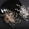 Aimimier Bridal Hair Comb Crystal Back Comb Rhinestone Headpiece for Wedding Party Prom Festival Hair Accessories for Women(Gold)
