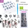 25 Sheets Halloween Water Transfer Nail Stickers Nail Art Stickers Decals,10 Sheets Punk Skull Nail Foil Transfer Stickers,Grimace Skull Eye Spider Nail Art DIY Decals for Halloween Party(35 Sheets)