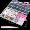 Pink White Bow Rose Flowers Nail Charms 3D Hollow Heart Star Bowknots Pearls Assorted Acrylic Nail Charms Mix Pearls, Silver Planet Star Butterfly Alloy Nail Gems Charms for Nail Art DIY Accessories