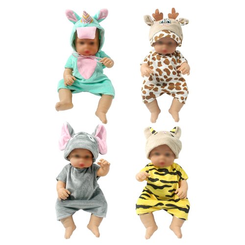 Baby Doll Clothes for 12 13 14 15 16 Inch Dolls, 4 Sets 14 inch Doll Animal Clothes Accessories Fit Reborn Baby Doll Clothes,Baby Doll Clothes 12-14-16 Inch