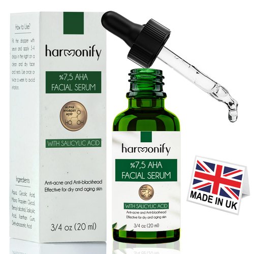 HARMONIFY Pure Vitamin C Facial Serum with Salicylic Acid and Glycolic Acid, Anti-Wrinkle, Anti-Acne and Anti-Blackhead, Dark Spot Correcting, 7,5% AHA, Sebum Balance, ¾ oz