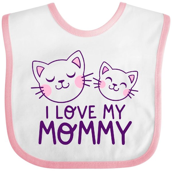 inktastic I Love My Mommy Baby Bib White and Pink 43052