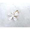 Gold metal white pearl flower alligator hair clip fine thin hair