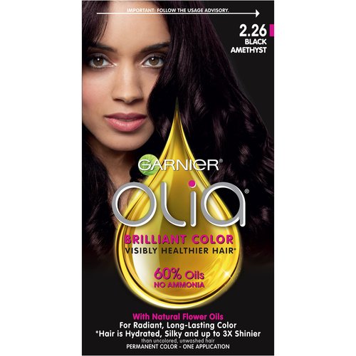 Garnier Olia Hair Color, Ammonia Free Hair Dye, Permanent Hair Color, 2.26 Black Amethyst (Packaging May Vary), 1 Count