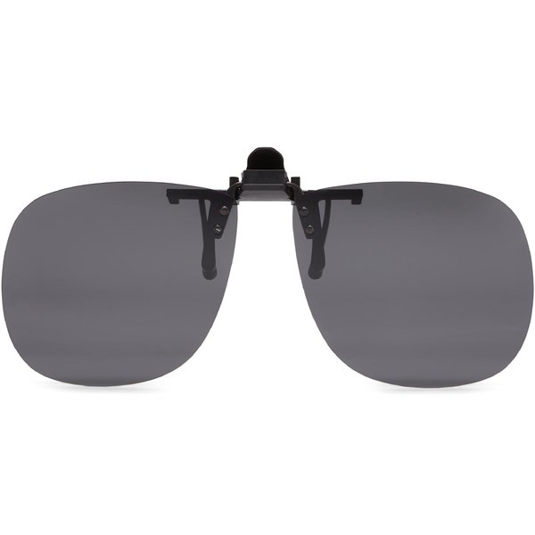 Fisherman Eyewear 8FCO Clip On Original Black Square Frame Polarized Sunglasses (Gray Lens)