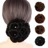 Kopida Bud Bun Hair Pieces for Women Girl, Hair Bun Extension Bun Scrunchie Vintage Fake Hair Natural Flowers Hair Claw with Rhinestone