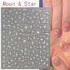6 Sheets Metallic Nail Art Stickers Shiny Glitter Moon Star Nail Decals 3D Self-Adhesive Gold Silver Rose Gold Heart Love Nail Art Design Nail Art Supplies for Women Girls Nail Decoration Accessories