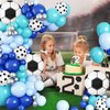 Soccer Balloon Arch Garland Kit, Royal Blue White Teal Blue Balloons Decorations with Soccer Foil Balloons for Men Women Teen Kids Soccer Football Theme Birthday Party Decor Supplies