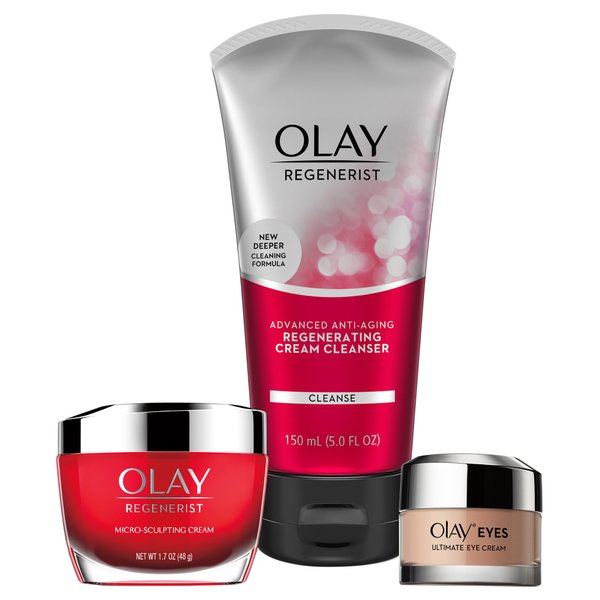 Face Wash by Olay Anti-Aging Skincare Kit with Regenerist Cleanser, Moisturizer & Eye Cream