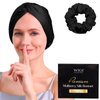 WIGI 100% Mulberry Silk Bonnet with Scrunchie Gift for Women, Silk Bonnet for Sleeping, Shower Cap Hair Bonnet, Silk Hair Wrap for Hair Care (100% Mulberry Silk (Bow design), Black)