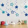 YEOCU 64pcs Hanging Swirls Party Decorations - Ceiling Foil Swirls Decorations Hanging Party Streamers for Birthday, Ceiling Hanging Decor Party Supplies for Boys Girls Kids (Blue)