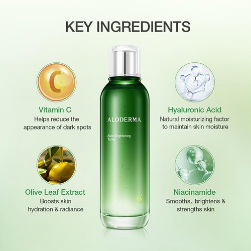 Aloderma Brightening Face Toner made with 88% Organic Aloe Vera - Natural Aloe Vera Toner for Face with Hyaluronic Acid & Niacinamide, Skin-Refining Toner to Brighten Skin, Aloe Skin Toner, 4.2 Oz